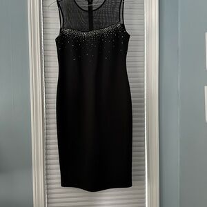Calvin Klein Black Sequin Sheath Midi Dress